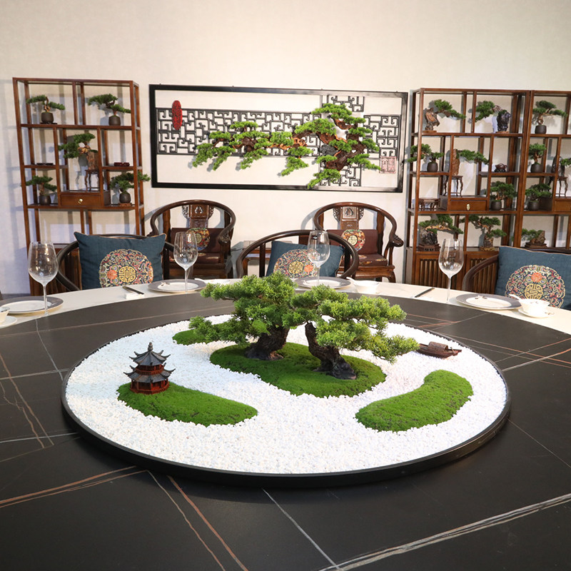 酒店大圆桌中间转盘摆件新中式餐桌花摆花圆桌中心景观装饰品摆设,家居饰品,仿真花/假花,淘宝优惠券,粉丝福利购,淘宝优惠卷