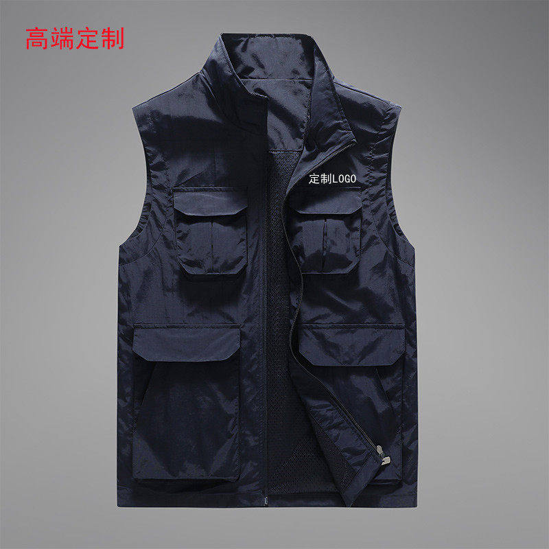 多口袋马甲男春秋季户外工作服宽松休闲工作服马夹外套团体定制lo