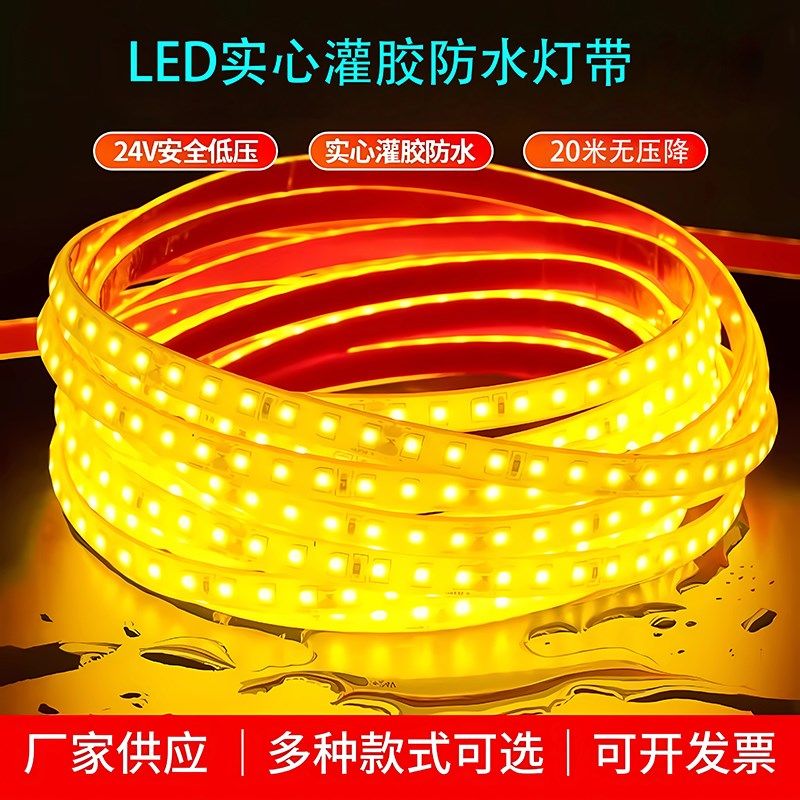 无压降实心灌胶12V24V防水灯带自粘led水下泡水户外亮化专用灯条图片