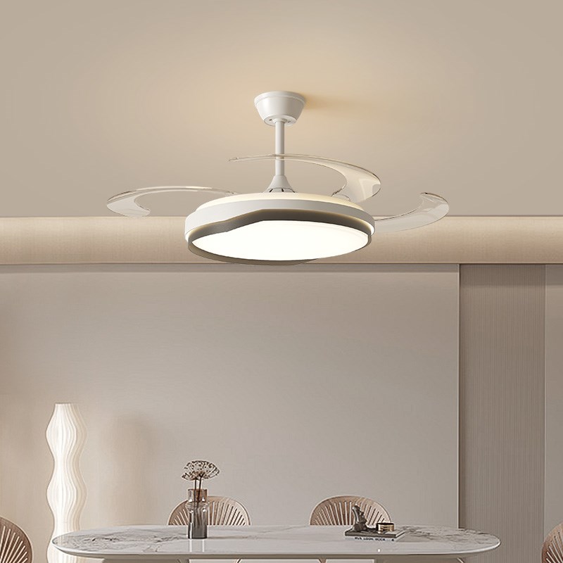 主卧室隐形款风扇灯简约现代护眼灯ledJ吸顶灯变频%风扇餐厅吊灯