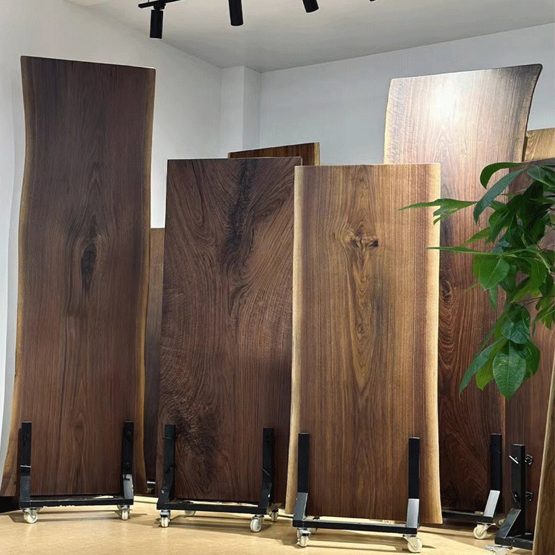 吉木木作实木大板桌北美黑胡桃木餐桌茶桌茶台整板办公会议桌原木