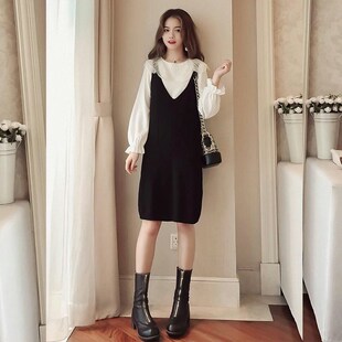 遮肚大码两件套2024洋气春秋心机女装潮减龄连衣裙套装胖妹妹显瘦