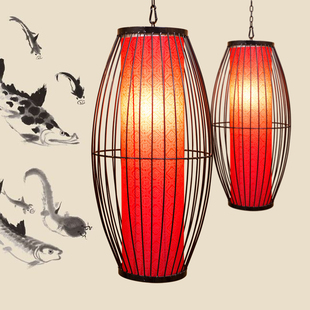 中式装饰铁艺鸟笼灯具火锅店饭店餐厅面馆复古个性中国风吊灯