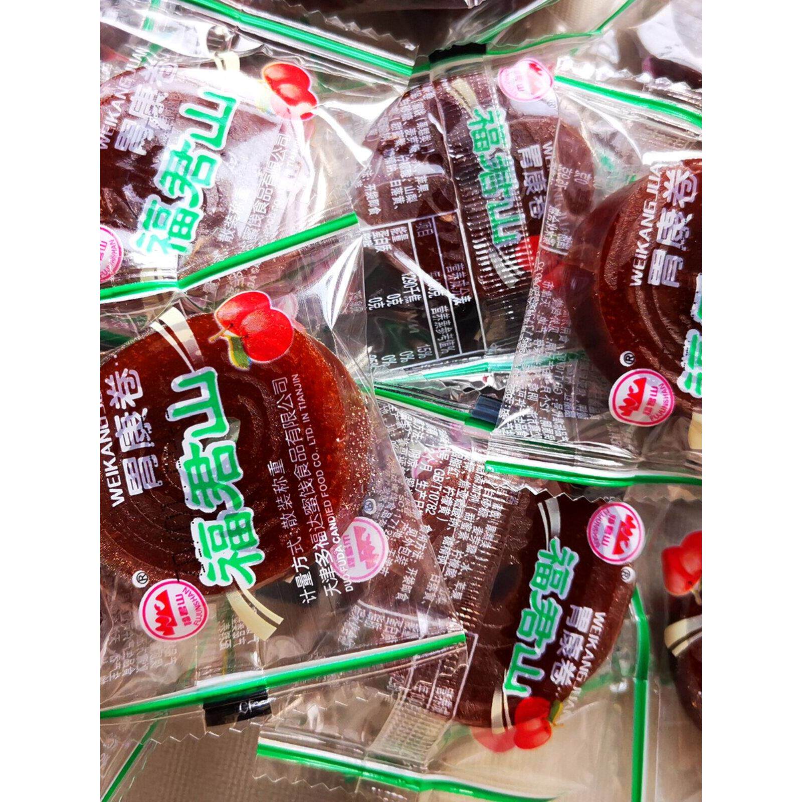 天津特色福军山味康卷山楂粉卷果皮休闲怀旧小吃酸甜红果卷