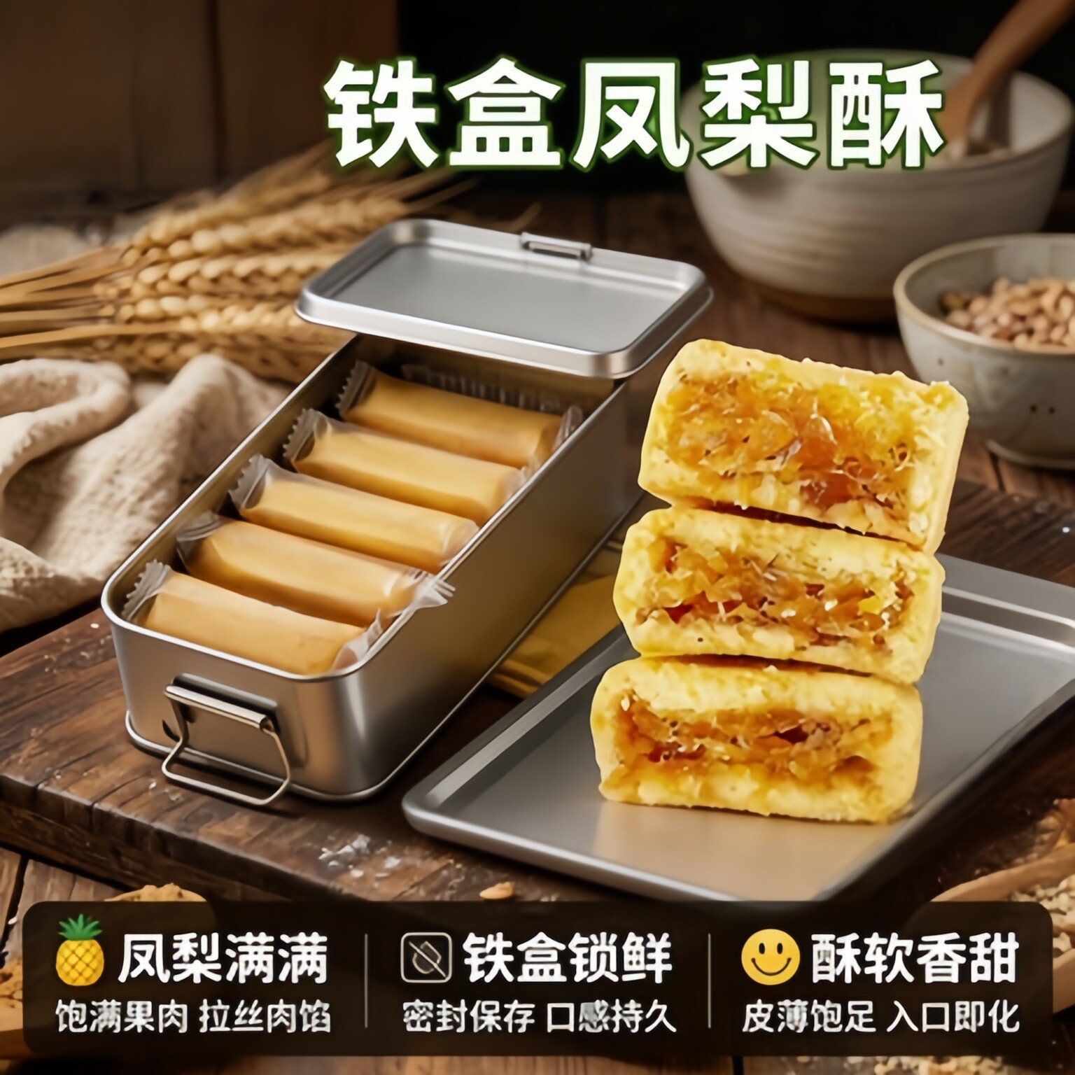 果肉含量≥51%凤梨酥正宗台湾风味特产零食早餐代餐食品糕点点心