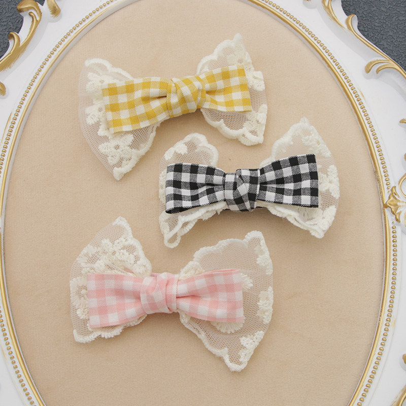 儿童布艺蝴蝶结发夹格子蕾丝发饰刘海夹女童边夹可爱发卡头饰,饰品/流行首饰/时尚饰品新,发饰,淘宝优惠券,粉丝福利购,淘宝优惠卷