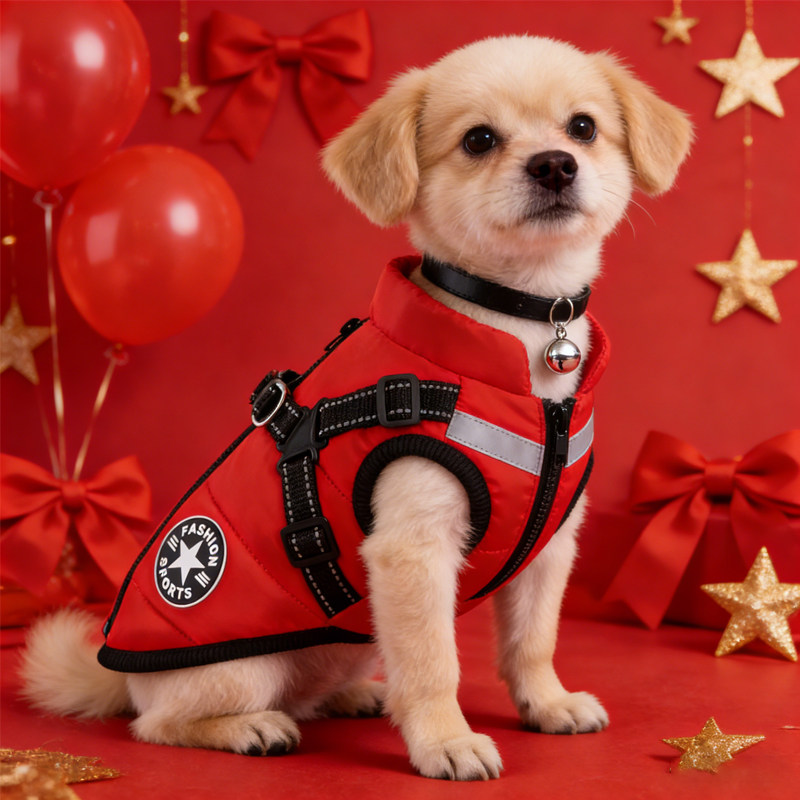 新款狗狗冬季户外防水保暖胸背一体棉马甲宠物衣服雪地狗狗衣服冬