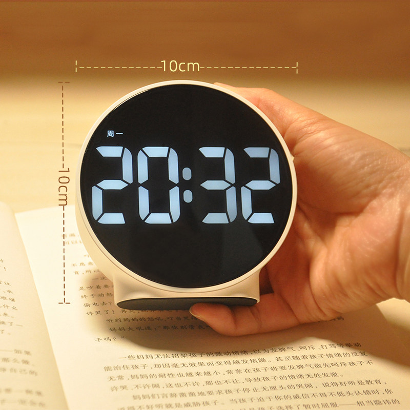 三每学生闹钟时尚圆形电池款静音走时工作日模式LED数字闹钟M16