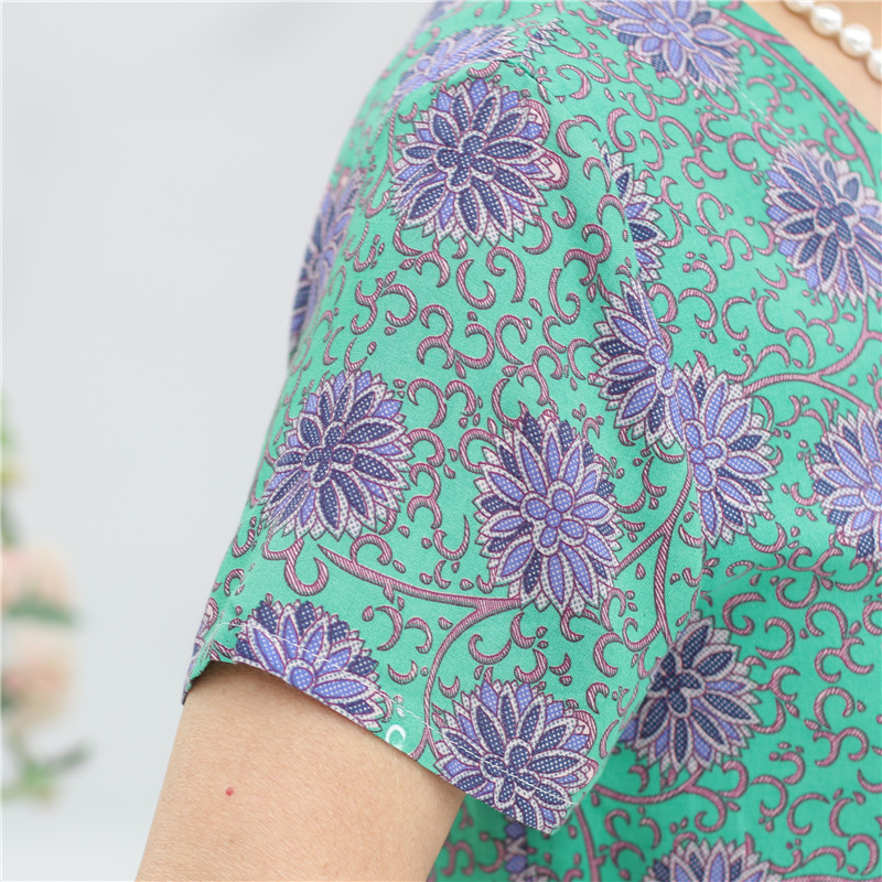 奶奶夏装纯棉绸套装中老年人夏季女装胖妈妈短袖睡衣太太老人衣服