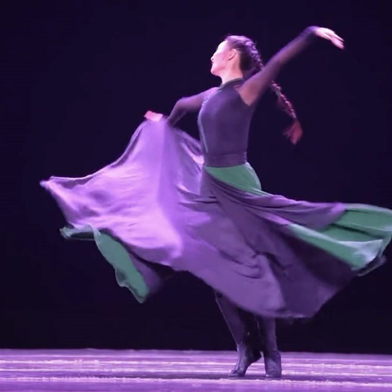 藏族舞蹈练习裙蒙族舞蹈服装女表演舞蹈服大摆裙演出裙新疆舞蹈服
