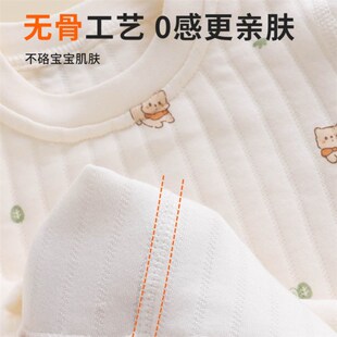 婴儿衣服秋冬新款新生宝宝冬天三层保暖a类纯棉分体秋衣套装秋装