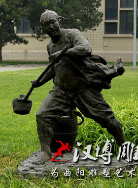 玻璃钢仿铜人物雕塑景观园林铸铜扬谷人物塑像铜雕农民劳作雕塑像
