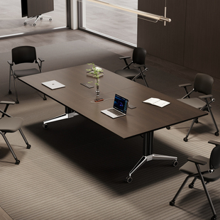 可移动折叠会议桌长条桌培训桌直播桌插排拼接办公学习桌子带轮子