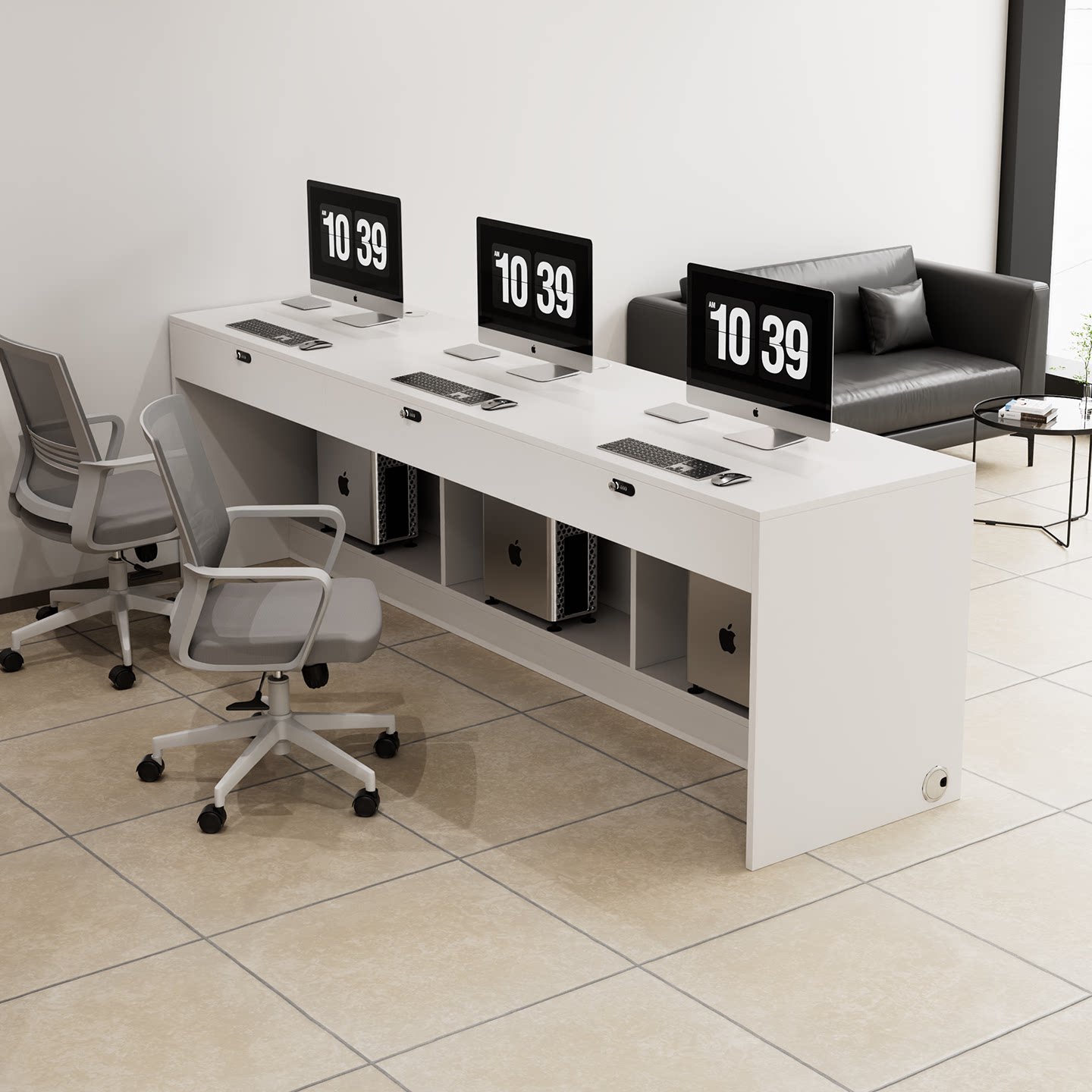 定制德佑中介办公桌员工位234人位职员办公桌椅组合前台桌接待台