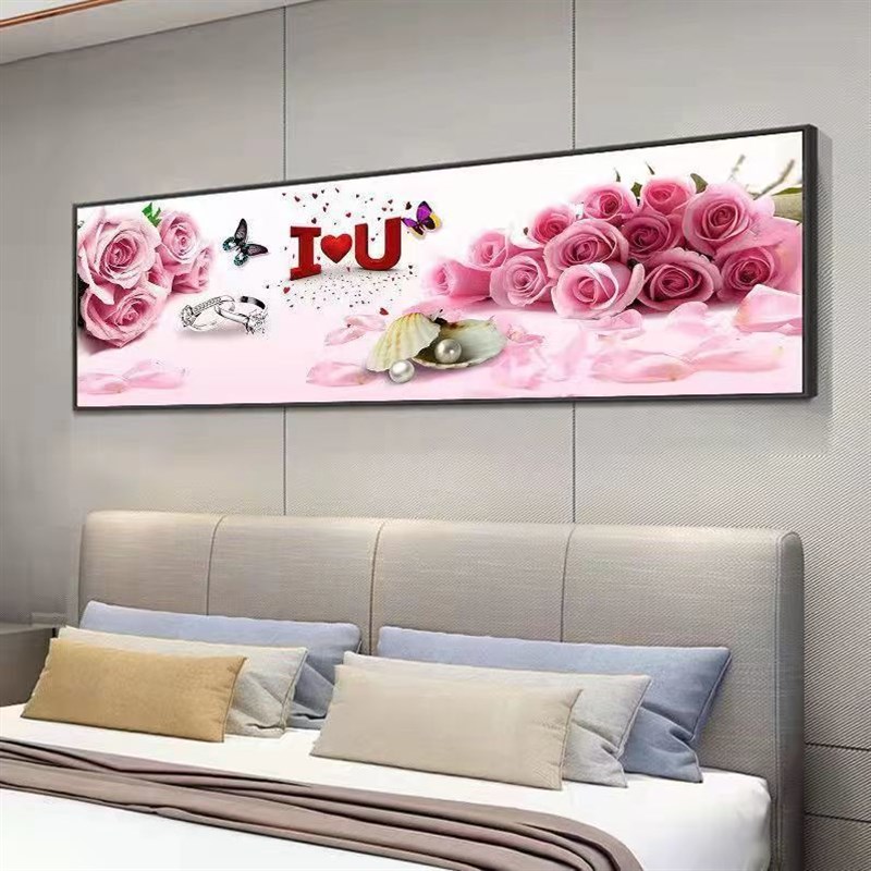 卧室床头装饰画现代简约轻奢几何房间壁画酒店客厅有框挂画图片