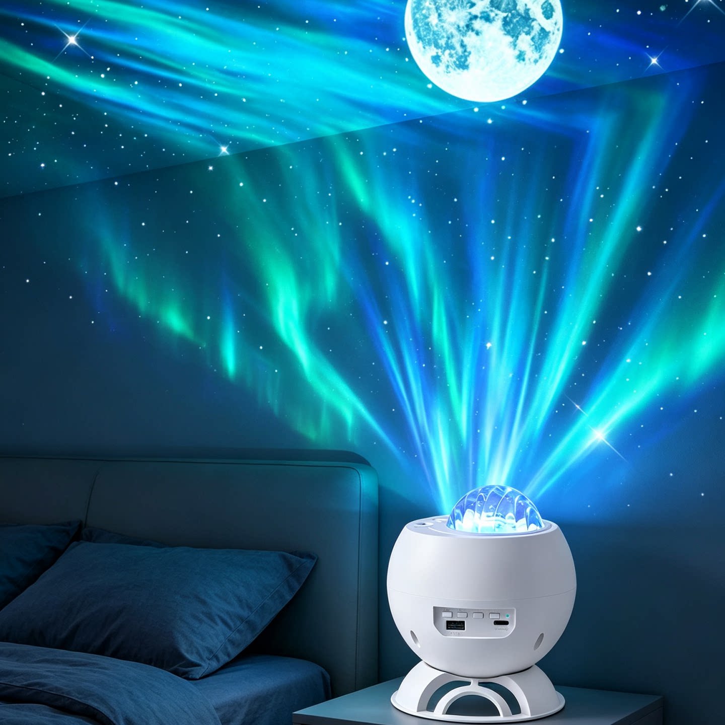充电蓝牙音响北极光星空投影灯卧室氛围小夜灯情侣生日创意礼物