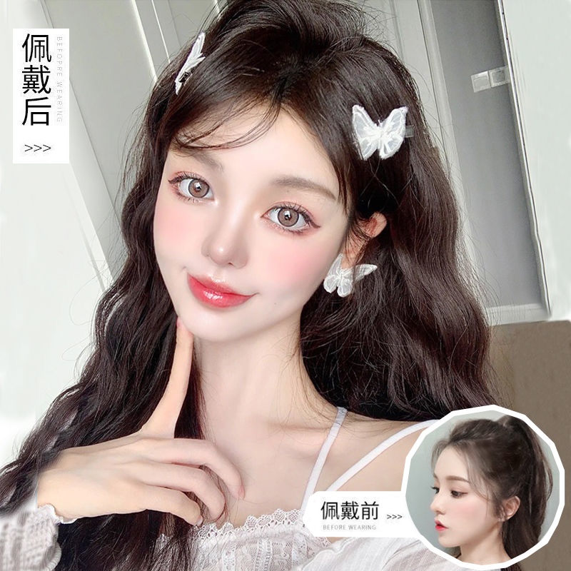 真发假发片三片式水波纹卷发全真人发增厚发量蓬松无痕隐形接发片