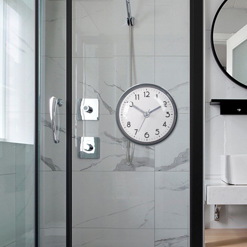 天极星挂钟防水浴室玻璃钟小吸盘冰箱贴厨房时钟卫生间吸墙贴钟表