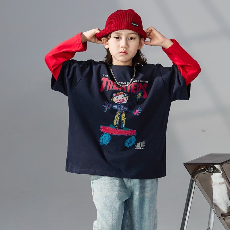 男童假两件长袖T恤春秋款2025新款儿童春装打底衫大男孩春季卫衣,童装/婴儿装/亲子装,T恤,淘宝优惠券,粉丝福利购,淘宝优惠卷