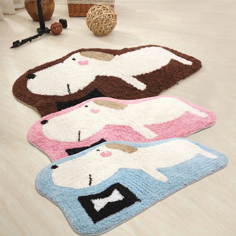 小狗卡通地垫全棉门口地垫卧室进门垫儿童房脚垫子浴室防滑垫吸水