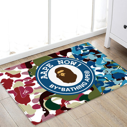 bape猿人头卡通法兰绒浴室寝室地毯卧室防滑吸水家用学生宿舍脚垫