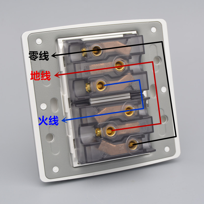 86型大功率电源开关插座二位16A三孔+16A3眼6孔空调墙壁面板6空插