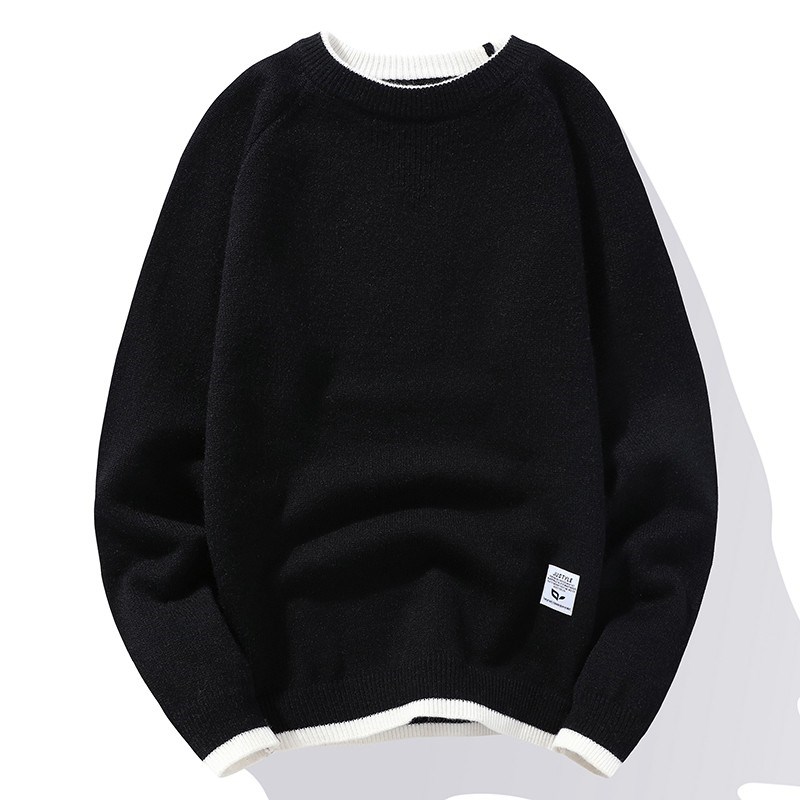 圆领毛衣男春秋2024新款内搭薄款打底衫羊毛衫男士针织衫秋冬加绒
