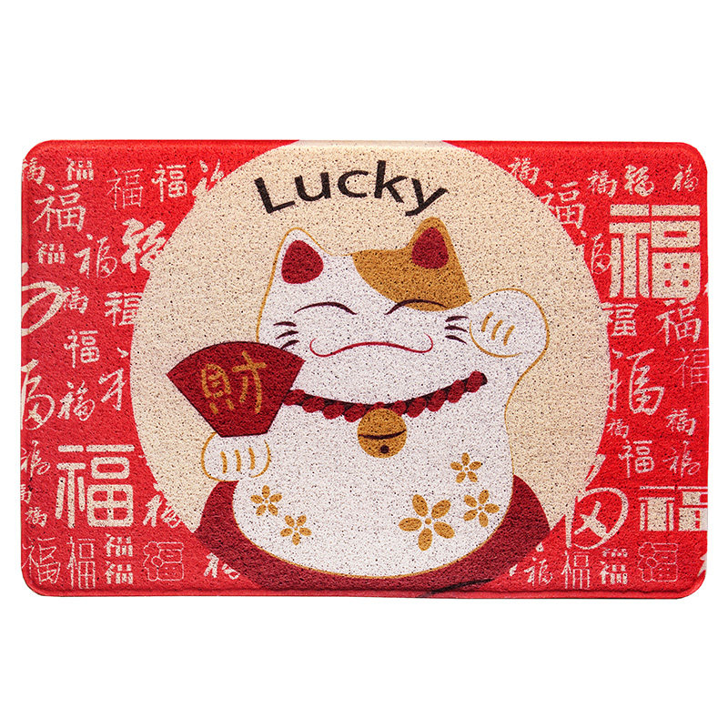 吉祥招财猫丝圈地垫进门可裁剪地毯家用入户门垫入门门口蹭土脚垫,居家布艺,家用脚垫,淘宝优惠券,粉丝福利购,淘宝优惠卷