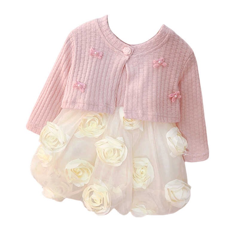 女童春装连衣裙2025新款洋气宝宝周岁礼服春秋儿童公主裙开衫套装