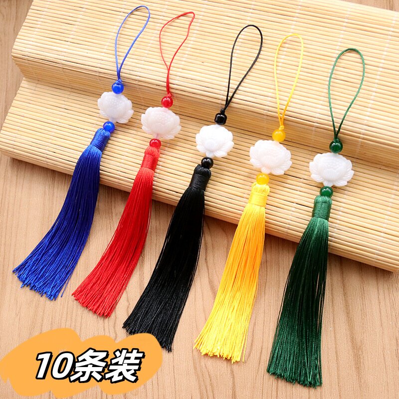 灯笼吊坠流苏手工穗子多色中国结车挂饰品DIY香包囊配件白玉莲花