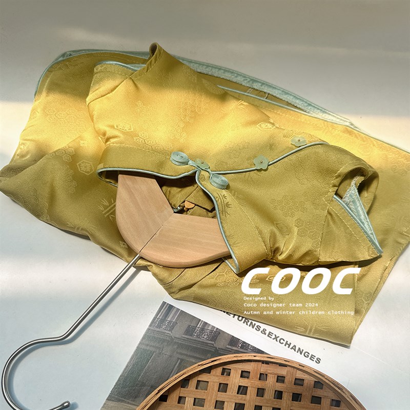 民国女童黄色旗袍2024新款夏季复古气质小女孩新中式国风改良日常