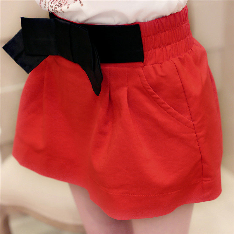 2018夏季女装新款蝴蝶结短裙子高腰A字裙打底半身裤裙百褶蓬蓬裙