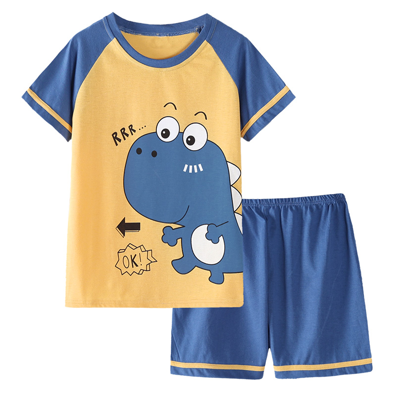 儿童睡衣夏季短袖女童纯棉小孩大中童宝宝卡通男童家居服薄款套装
