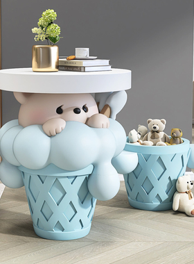 治愈系熊落地摆件客厅托盘沙发旁边几收纳盒家居饰品乔迁新居礼品