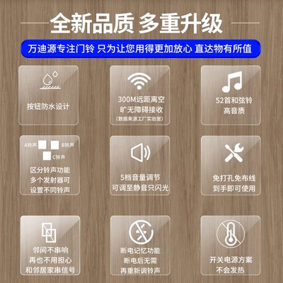 三拖一二超远距离门铃无线家用电子遥控玲病人老人呼叫器智能防水