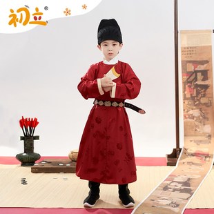 初立春季汉服男童装李白向长安唐制圆领袍儿童汉服女童装国风古装