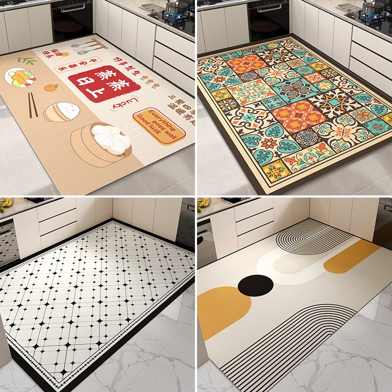 厨房专用地垫可擦免洗皮革全铺脚垫2024新款防滑防油门垫防水地毯