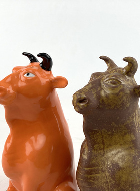 不仁斋薛继业陶瓷雕塑生肖牛新中式家居雕塑摆件牛气冲天摆件潮玩