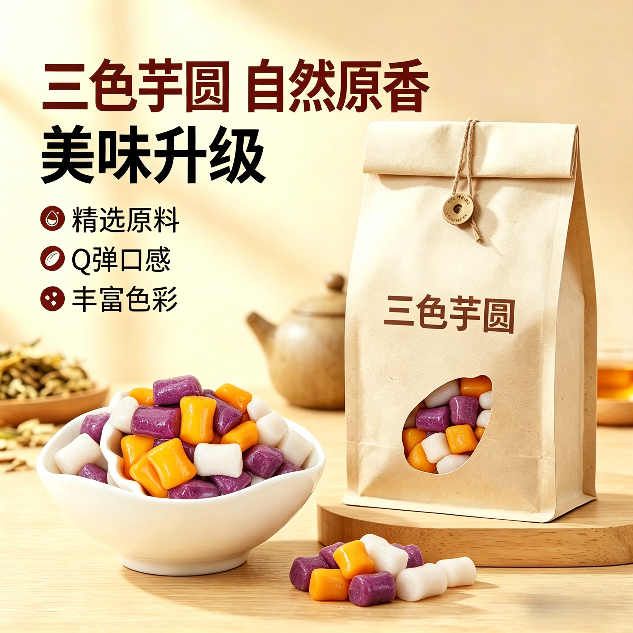 央妈推荐芋圆奶茶店专用纯手工无添加色素水果捞西米露小珍珠丸子