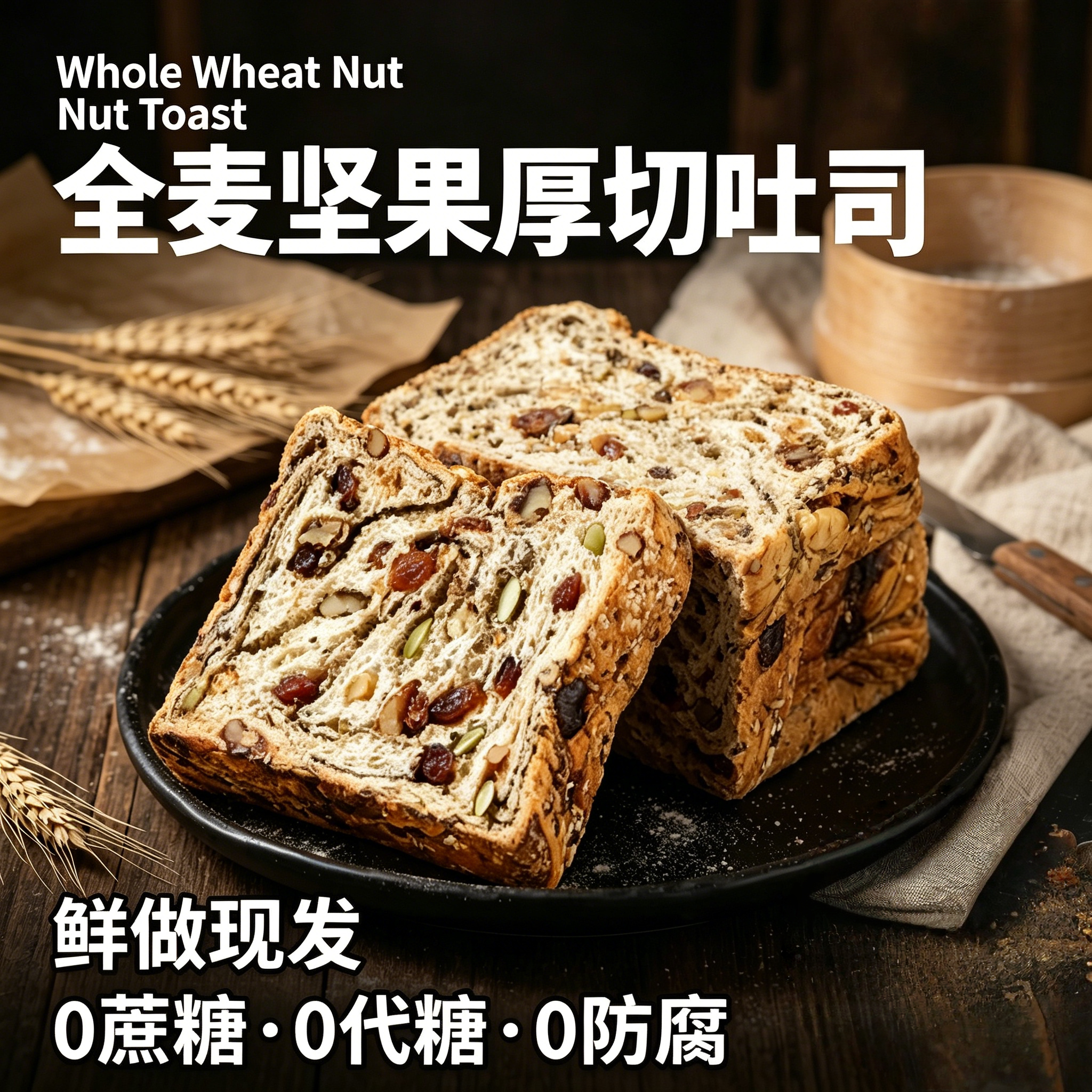 央妈推荐坚果全麦厚切吐司千层厚切吐司手工制作早餐吐司代餐零食