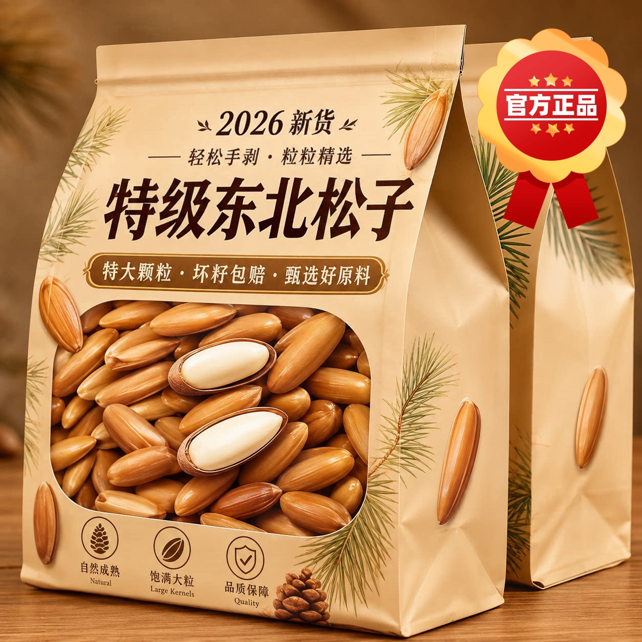 农科院2026新货开口东北松子坚果散装称斤手剥特大红松籽年货特产