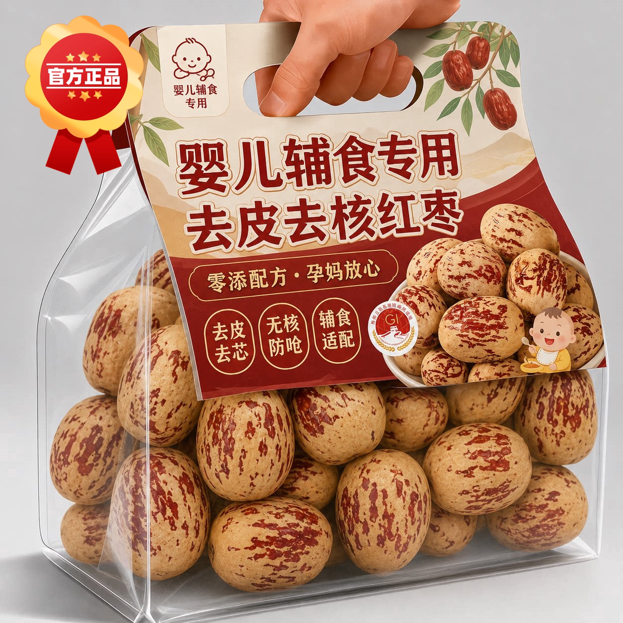 去皮去核红枣婴儿辅食专用免洗的无核无皮新疆特产官方旗舰店正品