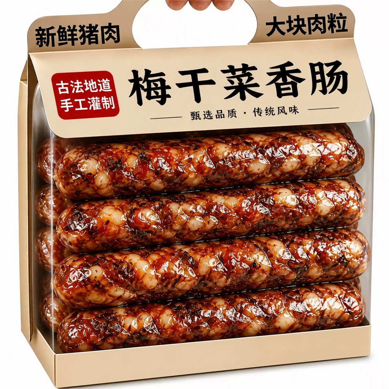 梅干菜香肠肉肠广式腊肠风干肠特色腊味浙江金华猪肉肠官方旗舰店