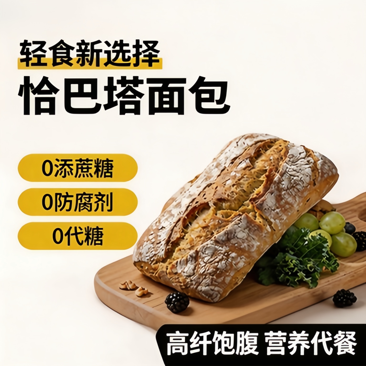 农科院全麦恰巴塔面包胚无糖无油早餐即食必买零食超市官方旗舰店