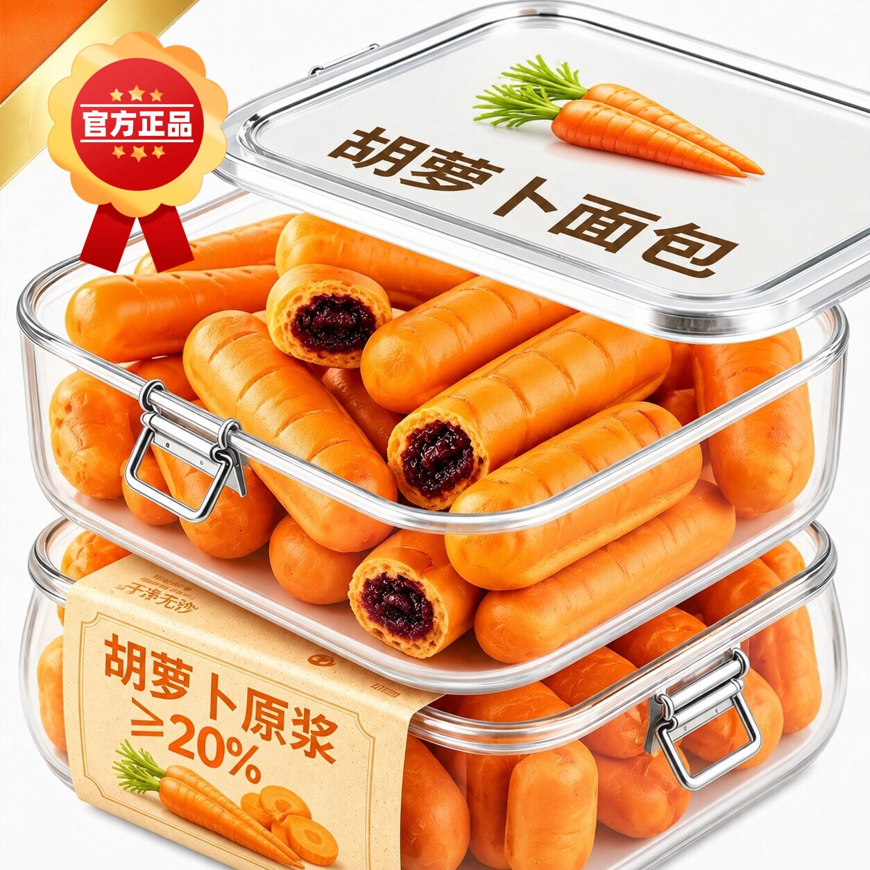 儿童胡萝卜面包官方旗舰店吐司原浆面包营养早餐速食即食宿舍学生