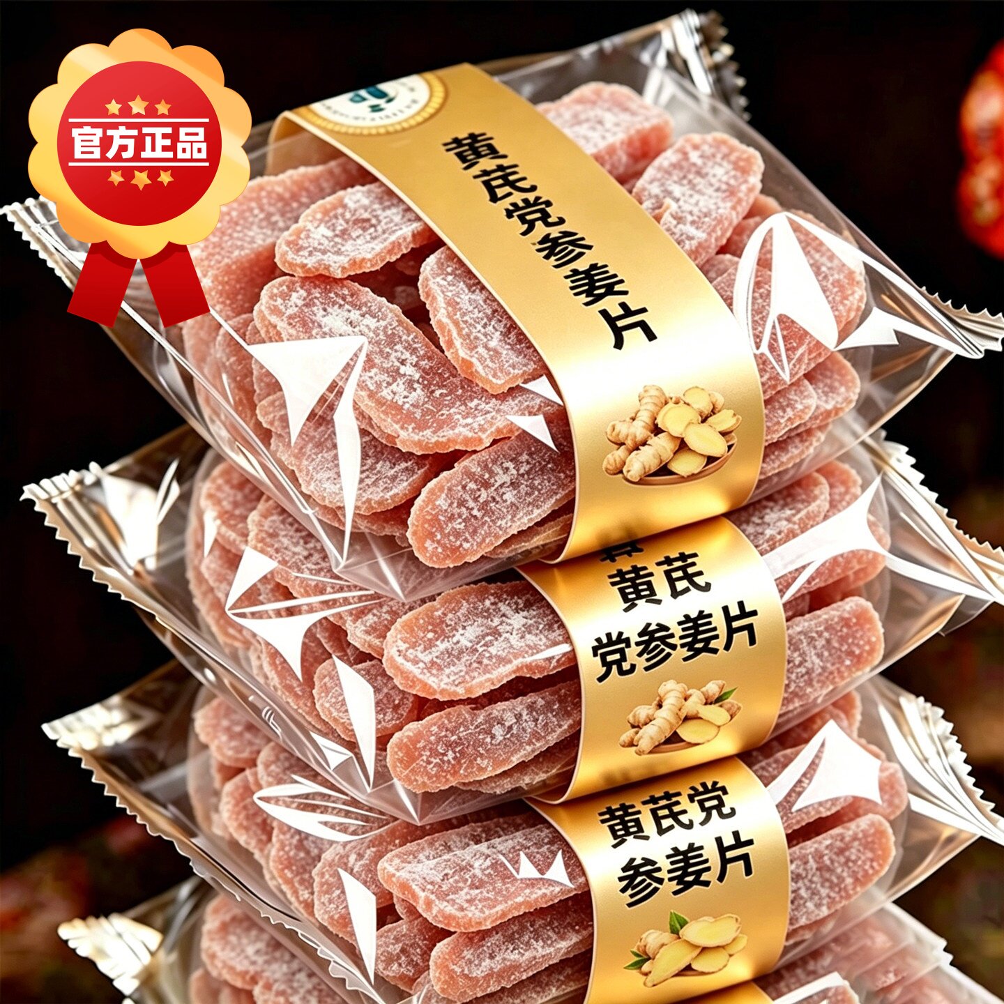 正宗黄芪当归党参乌姜片姜糖片九蒸九晒古法手工排寒即食姜片