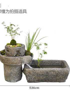 水系阳台室内f花园摆件假山喷泉鱼池景观庭院循环摆设造景大型流