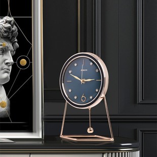 轻奢摇摆钟表摆件客厅北欧摆设时钟摆G钟美式桌面摆台式座钟装饰