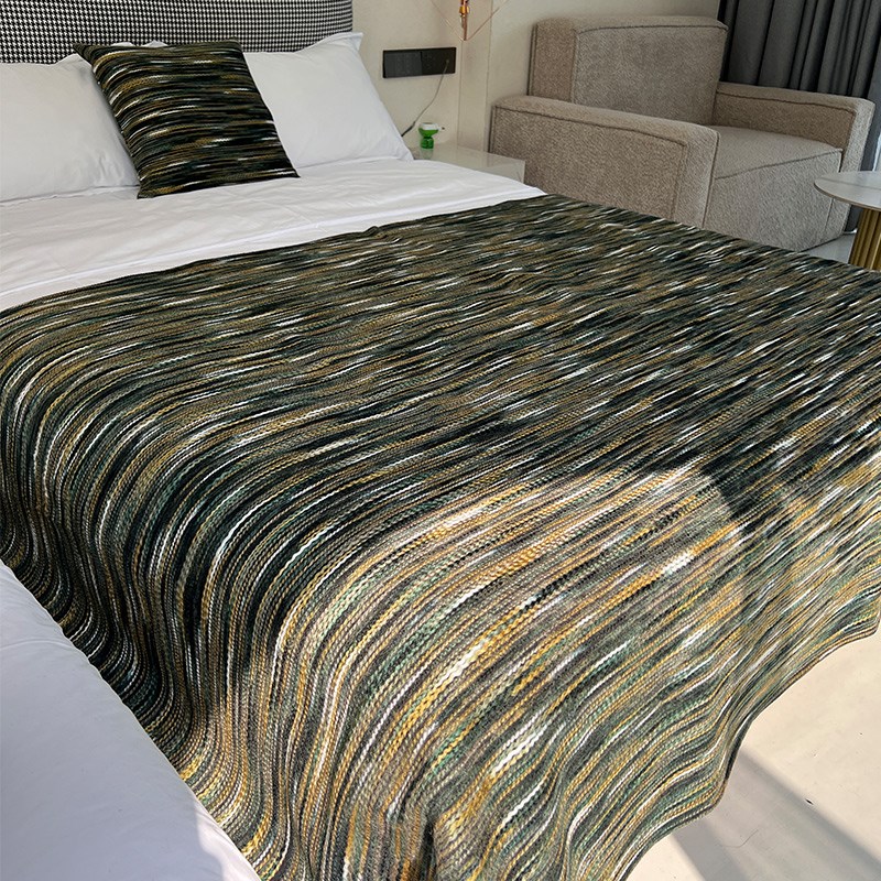 高级感民宿床尾巾k网红酒店床毛毯装饰盖布高档床盖床尾毯宾馆床