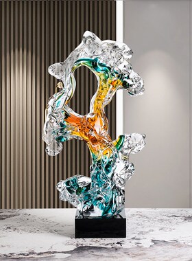 轻奢新中式琉璃工艺品太湖石雕塑摆件客厅玄关电视柜家居装饰品